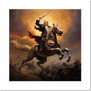 Trump as king on horse Posters and Art